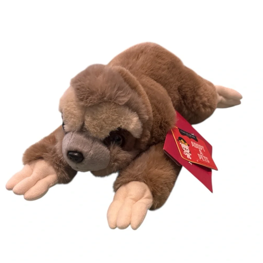 NWT FAO Schwarz Adopt a Pets Plush Sloth Collectible with Sealed Paperwork Gifts